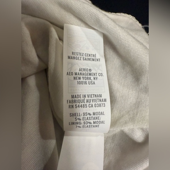 AERIE Offline Long Sleeve Lined Crop Top NEW W TAGS Size L Tan & White Striped - Picture 13 of 16